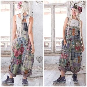 Magnolia Pearl NWT Patchwork Overalls in Madras Rainbow OS